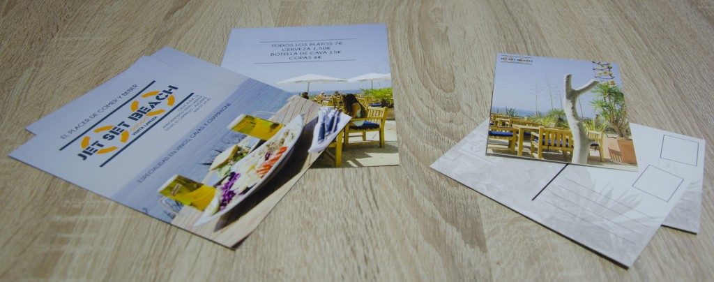 diseño de postales y fotografía corporativa para Jetset Beach en El Campello