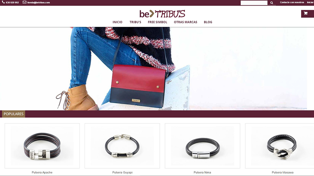 Design de magasin en ligne de la fabrique de maroquinerie les Tribus et le cabinet-conseil de communication