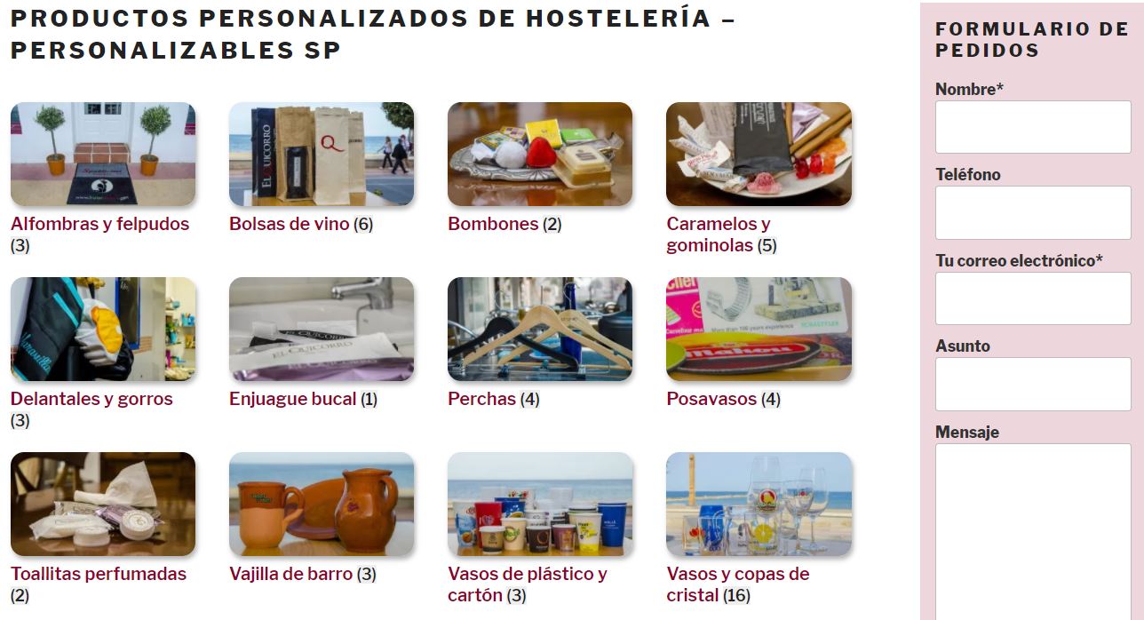 Diseño web en Alcoi y contenidos web para productos personalizables SP