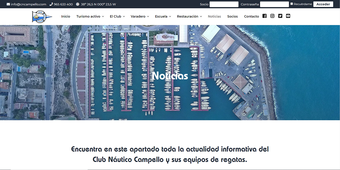 Diseño web para Club Náutico de El Campello