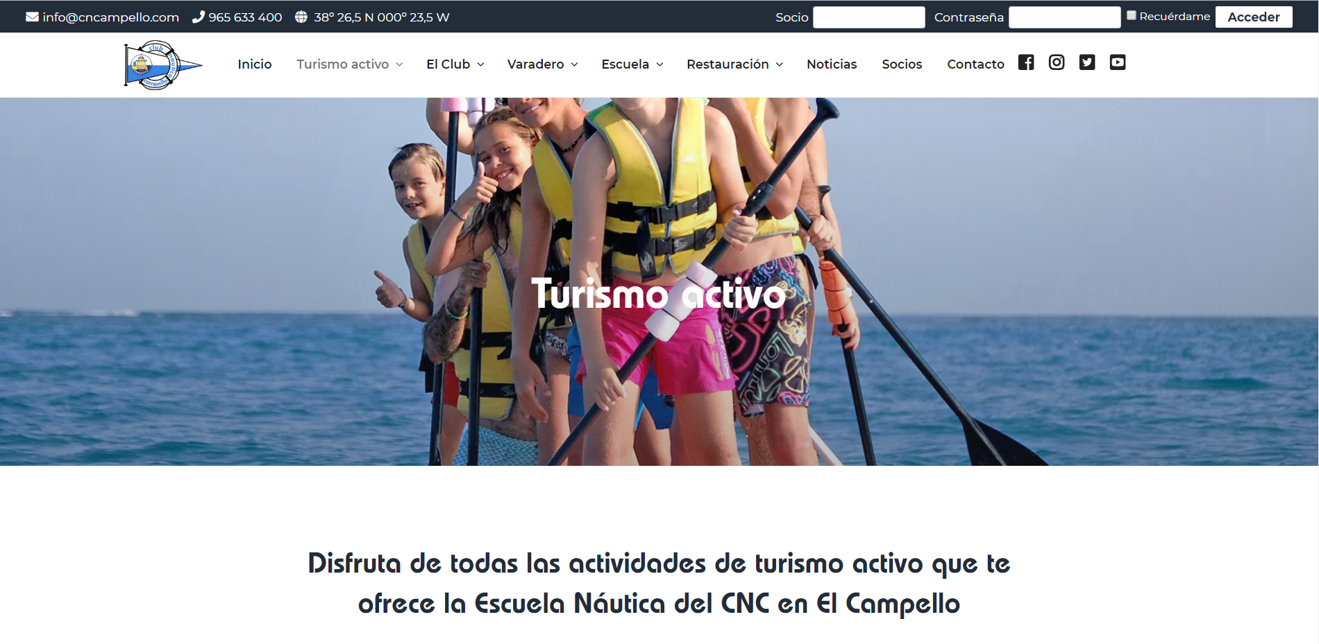 Disseny web turisme per a Club Nàutic del Campello