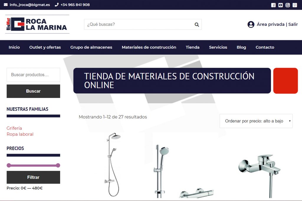 Diseño de tienda online para BigMat Roca La Marina - Sàrsia