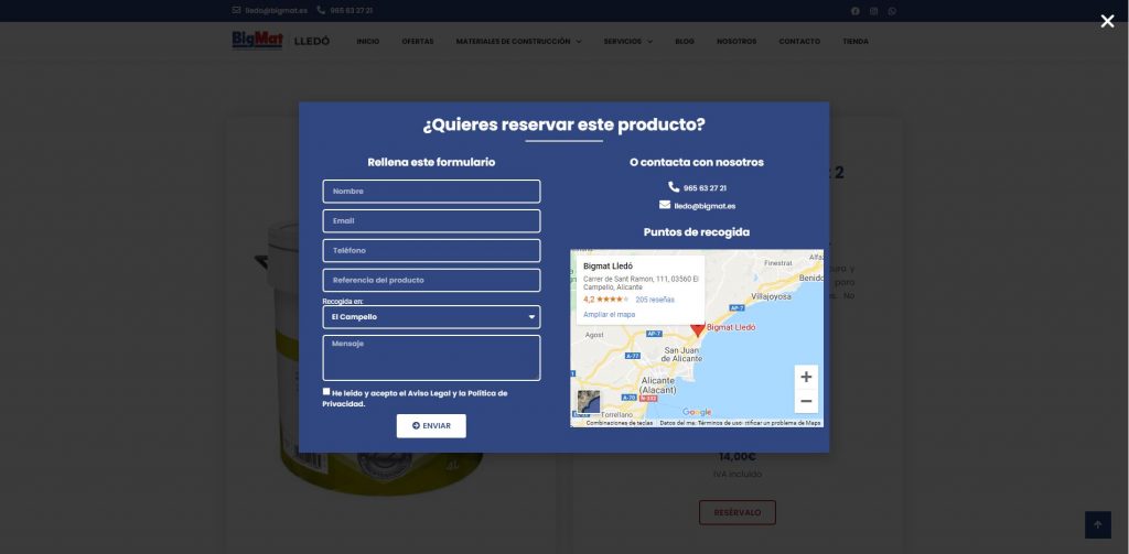 Diseño web para almacén de construcción BigMat Lledó - Sàrsia Publicitat