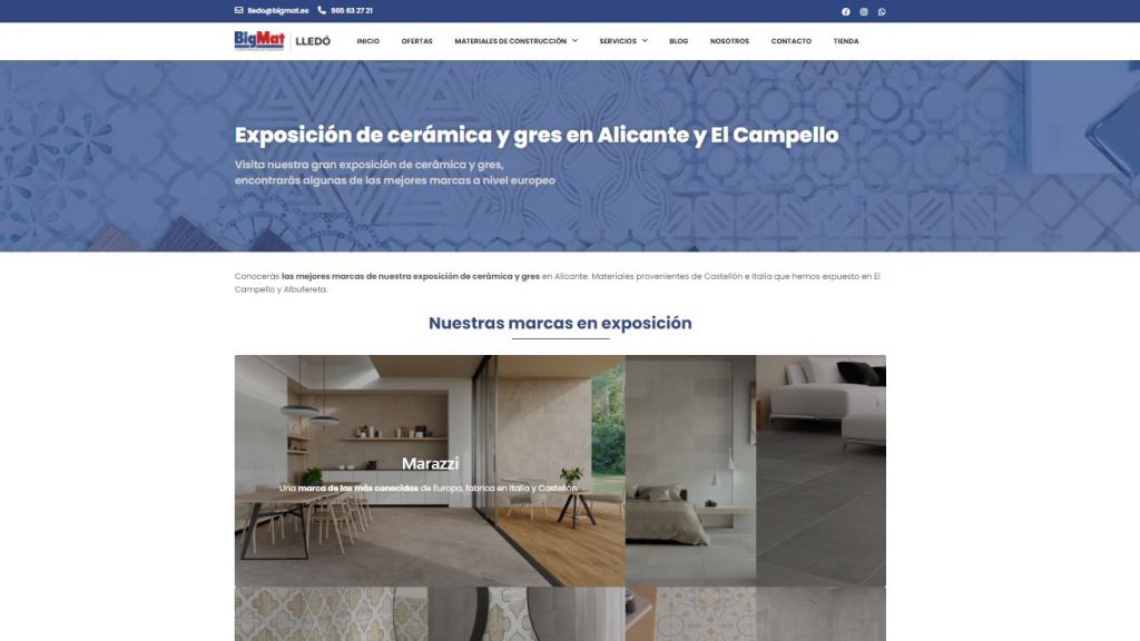 Diseño web para almacén de construcción BigMat Lledó - Sàrsia Publicitat