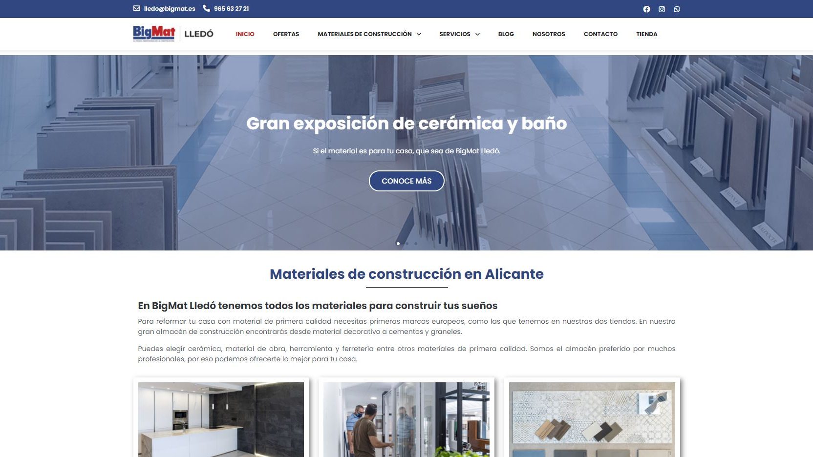 Diseño web para almacén de construcción BigMat Lledó